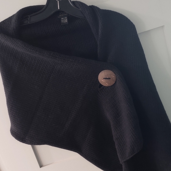 PURE | Original HANDKNIT Button Wrap | Soft 100% Knit Cotton Dark Navy Blue  OS - Picture 2 of 14